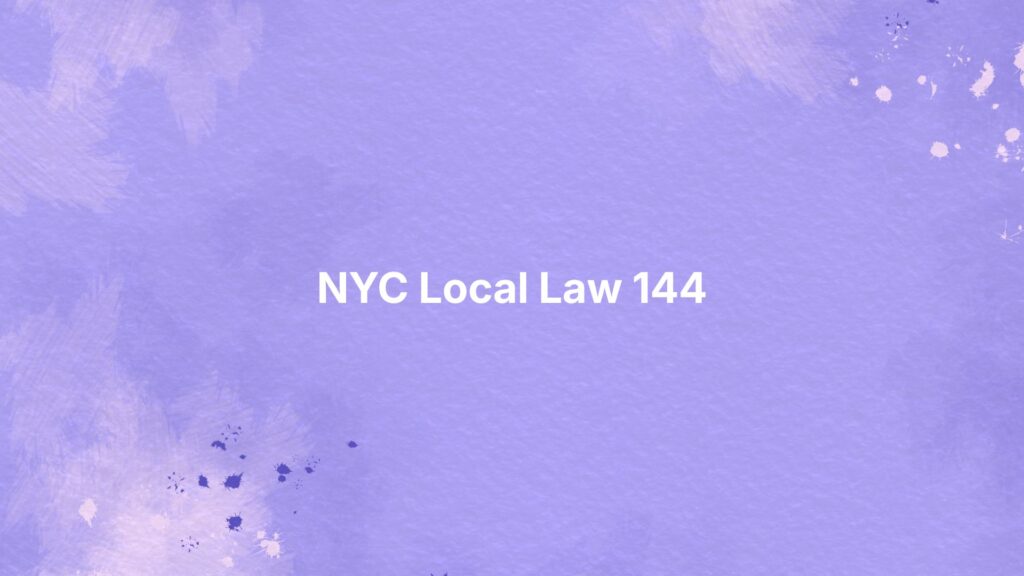 NYC Local Law 144